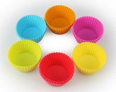 Artestia Premium Nonstick Silicone Baking Cups / Cupcake Liners with Clear Storage Container, Set of 24 in 6 Vibrant... N3