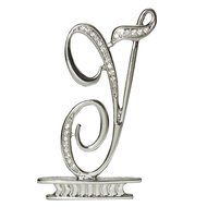 Ivy Lane Design Monogram Crystal Cake Top Letter E, Silver, 4-1/2-Inch