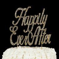 Happily Ever After Wedding Cake Topper, Gold Fairytale Princess Decoration (Happily Ever After - Gold) N9