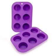 Muffin Cupcake Quiche Pan, 6-cup (Set of 2) 100% Food Grade Nonstick Silicone Bakeware by Happy Cook