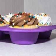 Muffin Cupcake Quiche Pan, 6-cup (Set of 2) 100% Food Grade Nonstick Silicone Bakeware by Happy Cook N2
