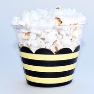 Bumble Bee Cupcake Wrappers, Yellow and Black Stripe, Confetti Couture Party Supplies, 36 Wraps N5