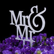 LOVENJOY with Gift Box Mr and Mr Same Sex Gay Monogram Wedding Cake Topper Black (5.3-inch) N8