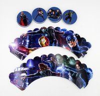 Yunko 12pcs Cartoon Decorative Cupcake Wrappers with Toppers Muffin Cupcake Decorating Mold Tools Set (STAR WAR)