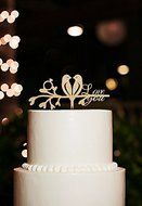 KitchenforUs Love Birds Rustic Wedding Cake Topper with Love You Phrase Romantic Cake Topper N3