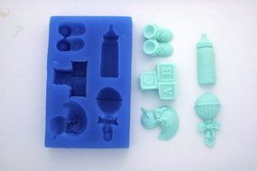 BABY ACCESSORIES SILICONE MOLD FOR FONDANT, GUM PASTE, CHOCOLATE, HARD CANDY, FIMO, CLAY, SOAPS