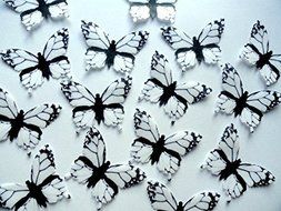 15 BLACK &amp; WHITE MONARCH Edible Wafer Paper Butterflies&copy; 2" Large Size - Cake and Cupcake Toppers, Edible Image...