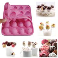 Rbenxia Silicone Cake Mold 20-cavity Half Circle Lollipop Party Cupcake Baking Mold Cake Pop Stick Mold Tray Pink N3
