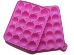 Rbenxia Silicone Cake Mold 20-cavity Half Circle Lollipop Party Cupcake Baking Mold Cake Pop Stick Mold Tray Pink N5