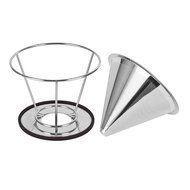 Sykting Pour Over Coffee Filter Cone Stainless Steel Dripper and Scoop with Bag Clip Set Reusable Double Layer... N6