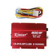 Mini Car Motorcycle MP3 Hi-Fi Stereo Audio Amplifier with Cable Wires Red N7