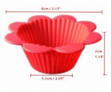 Trustworthy Buy 12-pack Reusable Silicone Flower Standard Baking Cups / Cupcake Liners - Red N4
