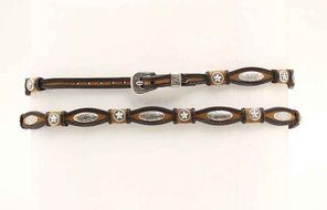 M&amp;F Western 02395107 Adult's 3/8-in Scallop and Star Hatband Black/Brown