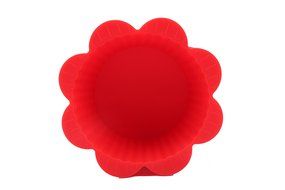 Trustworthy Buy 12-pack Reusable Silicone Flower Standard Baking Cups / Cupcake Liners - Red N5