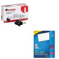 KITAVE5267UNV10200 - Value Kit - Avery Easy Peel Laser Address Labels (AVE5267) and Universal Small Binder Clips...