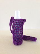 Crochet water bottle carrier, crochet bottle holder in purple N4