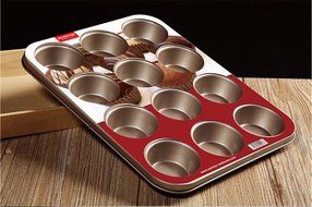 Gold 12 Cavity Muffin Cake Pan Non Stick Cast Iron Waffle Baking Pan 14inch N2