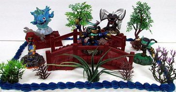 SKYLANDERS 12 Piece Birthday Cake Topper Set Featuring 5 Random Skylander Figures and Themed Decorative Accessories... N3