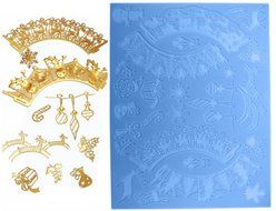 Lesirit Christmas Pattern Silicone Fondant Lace Embossed Cake Mold Mat,15.55&quot; &times;11.81&quot; (A) N4