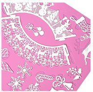 Lesirit Christmas Pattern Silicone Fondant Lace Embossed Cake Mold Mat,15.55&quot; &times;11.81&quot; (A) N5