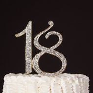 18 Cake Topper for 18th Birthday Number Party Supplies &amp; Decoration Ideas (Silver) N5