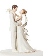 Off-White Porcelain Bride and Groom Wedding Cake Topper Figurine