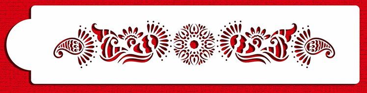 Designer Stencils C393 Mehndi Cake Tier 4 Cake Stencil, Beige/semi-transparent