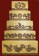 Designer Stencils C393 Mehndi Cake Tier 4 Cake Stencil, Beige/semi-transparent N2