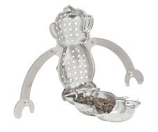 HIC Hangin&rsquo; Dunkin Monkey Loose Tea Leaf Tea Infuser and Drip Tray, Stainless Steel, 3-Inch by 2.25-Inch N4