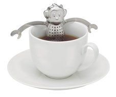 HIC Hangin&rsquo; Dunkin Monkey Loose Tea Leaf Tea Infuser and Drip Tray, Stainless Steel, 3-Inch by 2.25-Inch N5