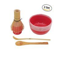 BambooMN Brand - Matcha Bowl Set (Includes Bowl, Rest,Tea Whisk, Chasaku, &amp; Tea Spoon) 1 Set White N24
