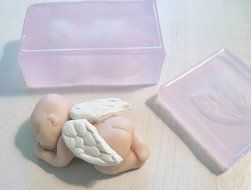 Set of Two Silicone Molds Tiny Baby and Tiny Angel Wings Handmade Supply N4
