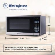 Westinghouse WCM11100W 1000 Watt Counter Top Microwave Oven, 1.1 Cubic Feet, White Cabinet N15