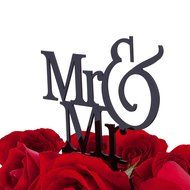 LOVENJOY with Gift Box Mr and Mr Same Sex Gay Monogram Wedding Cake Topper Black (5.3-inch) N12