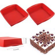 2 PCS Set - AYAMAYA 7.3 inch Silicone Square Cake Pan Nonstick Loaf Baking Pan