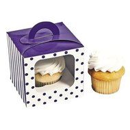 Purple Polka Dot Cupcake Boxes With Handle - Solid Color Party Supplies &amp; Solid Color Favor N2