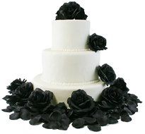 Black Silk Rose Cake Flowers - Reception Decoration