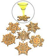 Set of 6 Piece Creative Vintage Wood Snowflake Coasters Carved Hollow Designed Decorations Mini Tabletop Trivets... N4