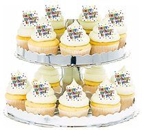 Happy Birthday Primary Dots 24pk Edible Cupcake Decoration Topper Picks