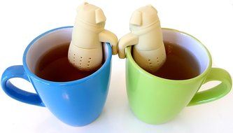 KABOOCHY Set of 2 Pug Life Silicone Tea Infuser, Cute Loose Leaf Tea Strainer, Beige Color N3
