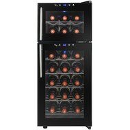 Firebird 21 Bottles Dual Zone Black Finish Touch Control Panel Freestanding Electric Wine Cooler Cellar N5