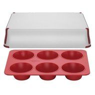 PrepCo Bake Porter Jumbo Muffin Pan with 9 x 13 Pan in Red