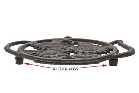 Cast Iron Trivet | Round with Sunflowers And Tea Pot | Decorative Cast Iron Trivet For Kitchen Or Dining Table... N4