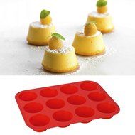 Lackingone Muffin Cupcake Pans 12 Round Cup Silicone Baking Mold Nonstick Bakeware Tray Set Red N3