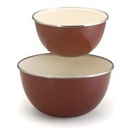 Paula Deen Signature Enamel on Steel 2-piece Mixing Set: 1.5-quart and 3-quart Mixing Bowl, Red