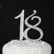 18 Cake Topper for 18th Birthday Number Party Supplies &amp; Decoration Ideas (Silver) N6