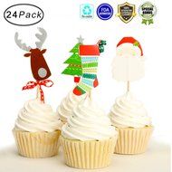 Tonnier - &hearts; Festival Series &hearts; - Christmas Set of 24 Pieces - Cake and Cupcake Toppers, Decoration N7