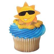 Summer Sunshine Sunny Face Sun Cupcake Rings - 24 pcs N2