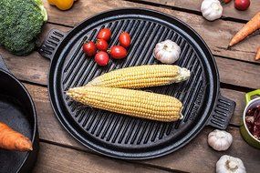 Cast Iron Griddle Pizza Pan - Pre Seasoned Grill (New Design), Black by Utopia Kitchen N4