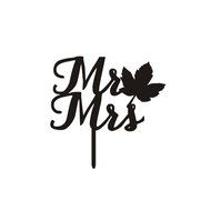 Ecape Acrylic Wedding Cake Topper Wedding Monogram Mr and Mrs Cake Topper With Maple Leaf N10